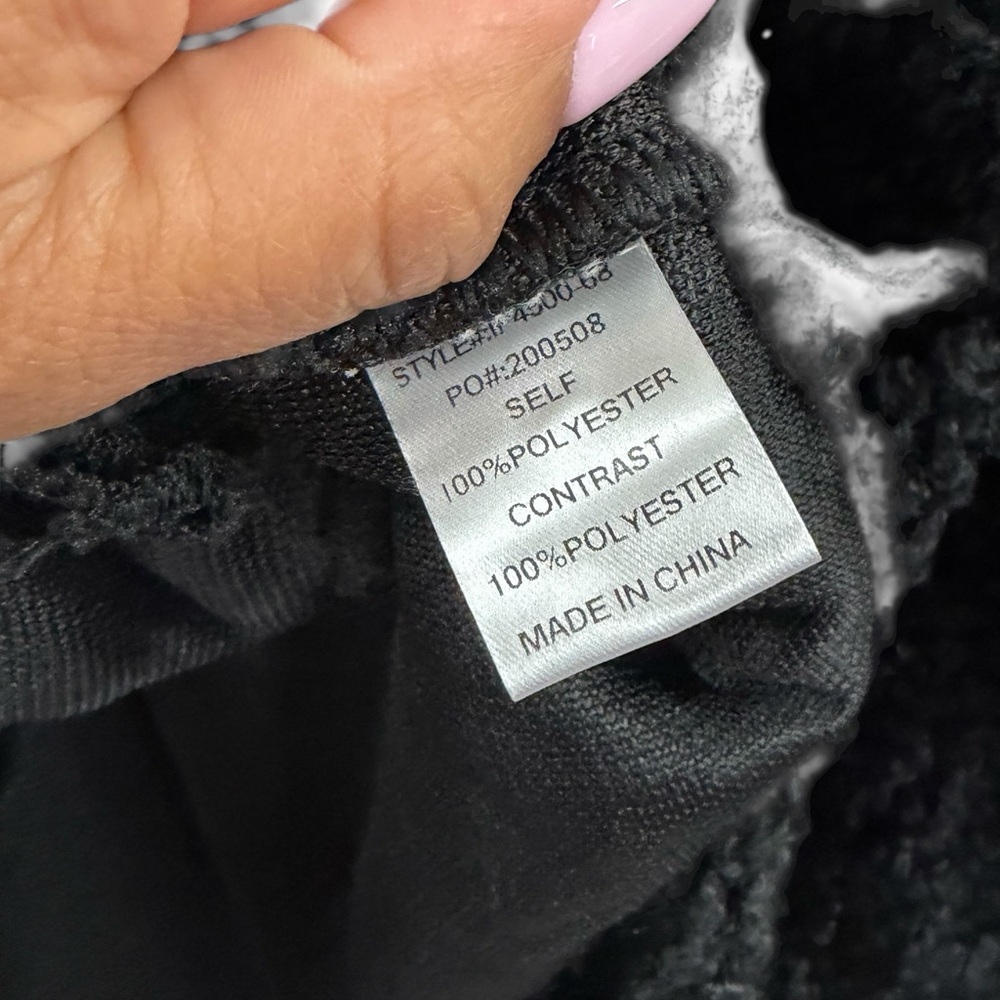 BiBi‎ Teddy Fleece Shacket Women Medium Black Oversized Sherpa Button Up Jacket - Picture 4 of 5
